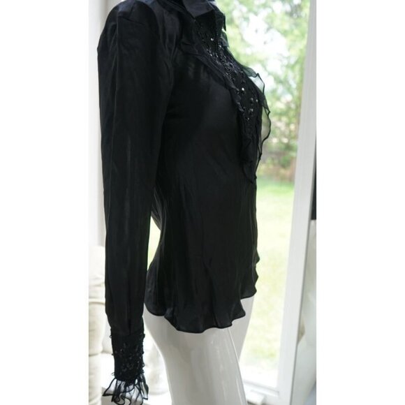CACHE SIZE 4 BLACK SILK TOP W/BEADS - Picture 3 of 6